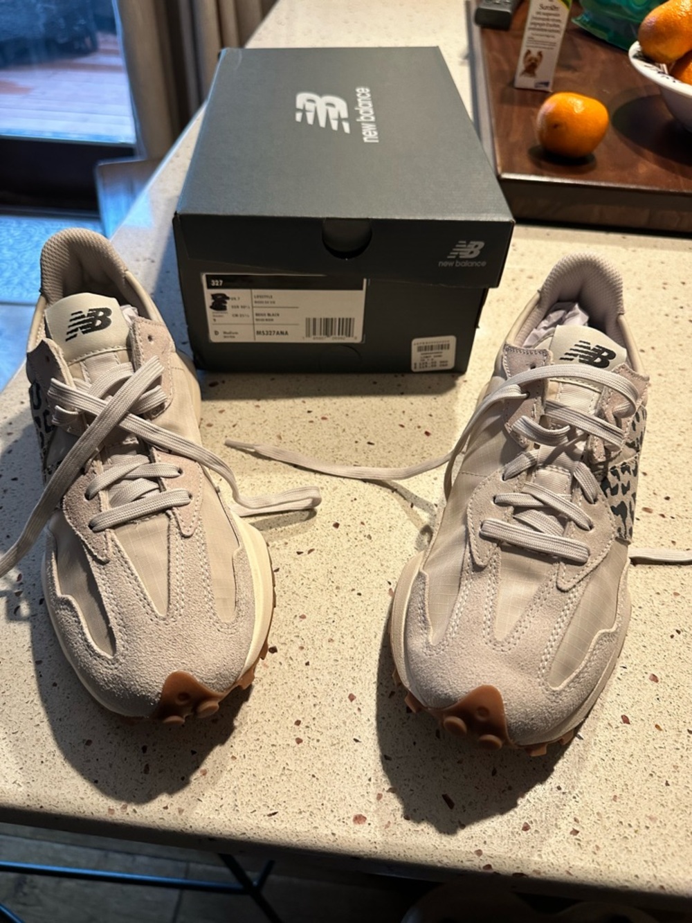 New Balance Women's Athletic Sneakers in Light Beige with Brown Accents